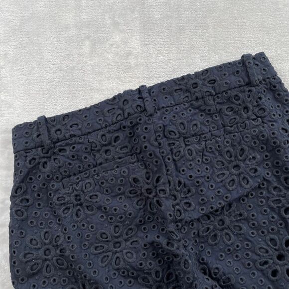 J Crew Pants 0 Navy Blue Pinwheel Eyelet Embroidery Cafe Capri 65899 - Picture 6 of 16